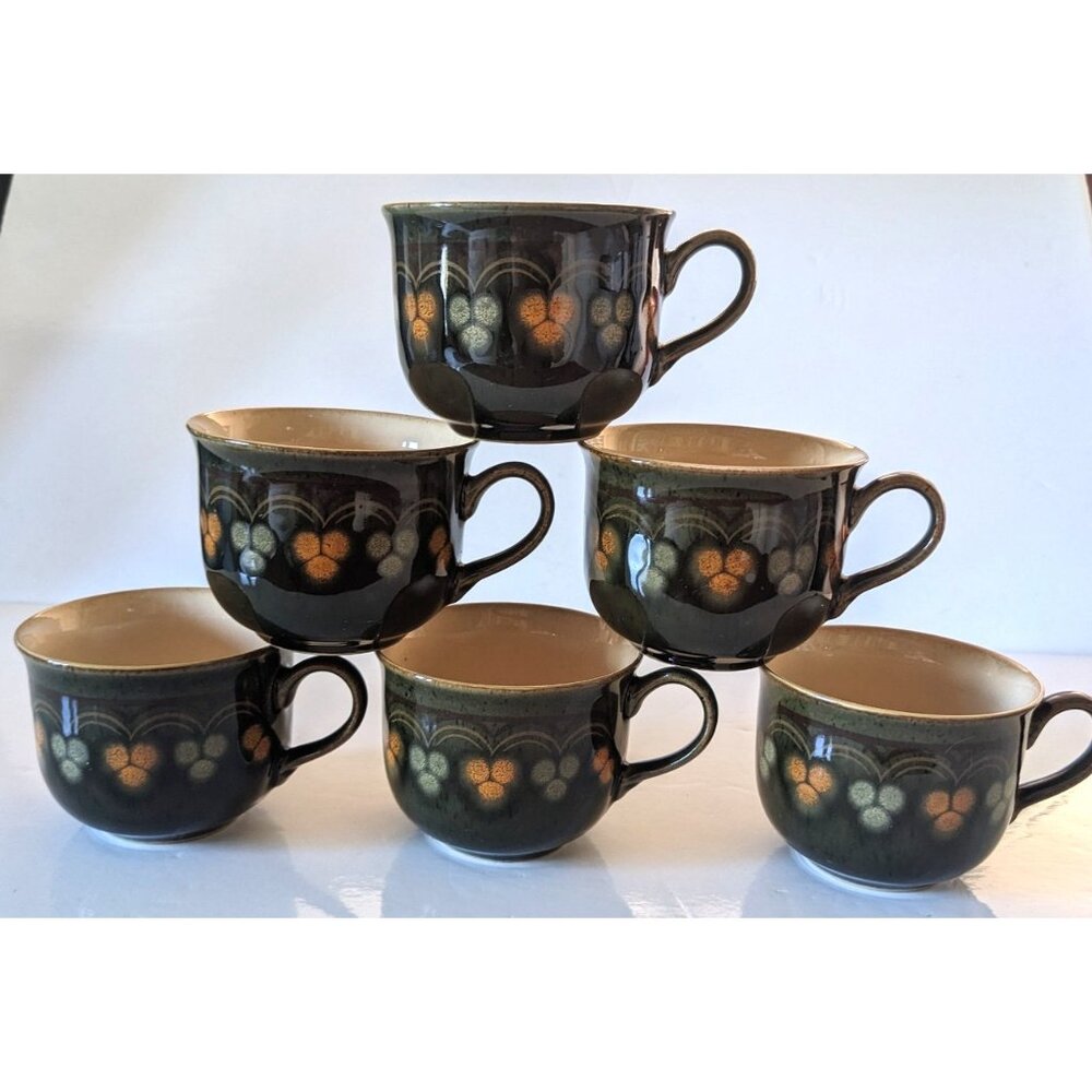 Denby Oberon Coffee Tea Cup Lot Of 6 Discontinued Fine Stoneware Made In England